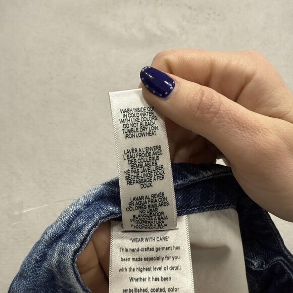 Good American Shorts Womens 8/29 Blue Distressed Denim High Rise Button Fly - Picture 9 of 11